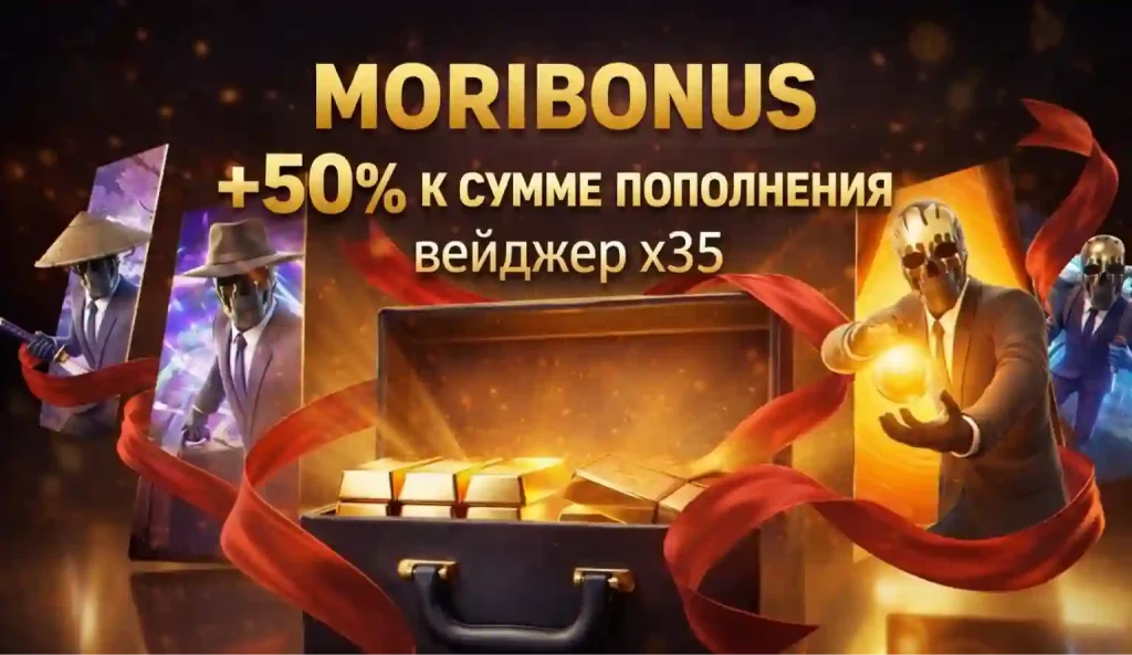 Используй промокод MORIBONUS и получи +50% к депу и вейджер 35%